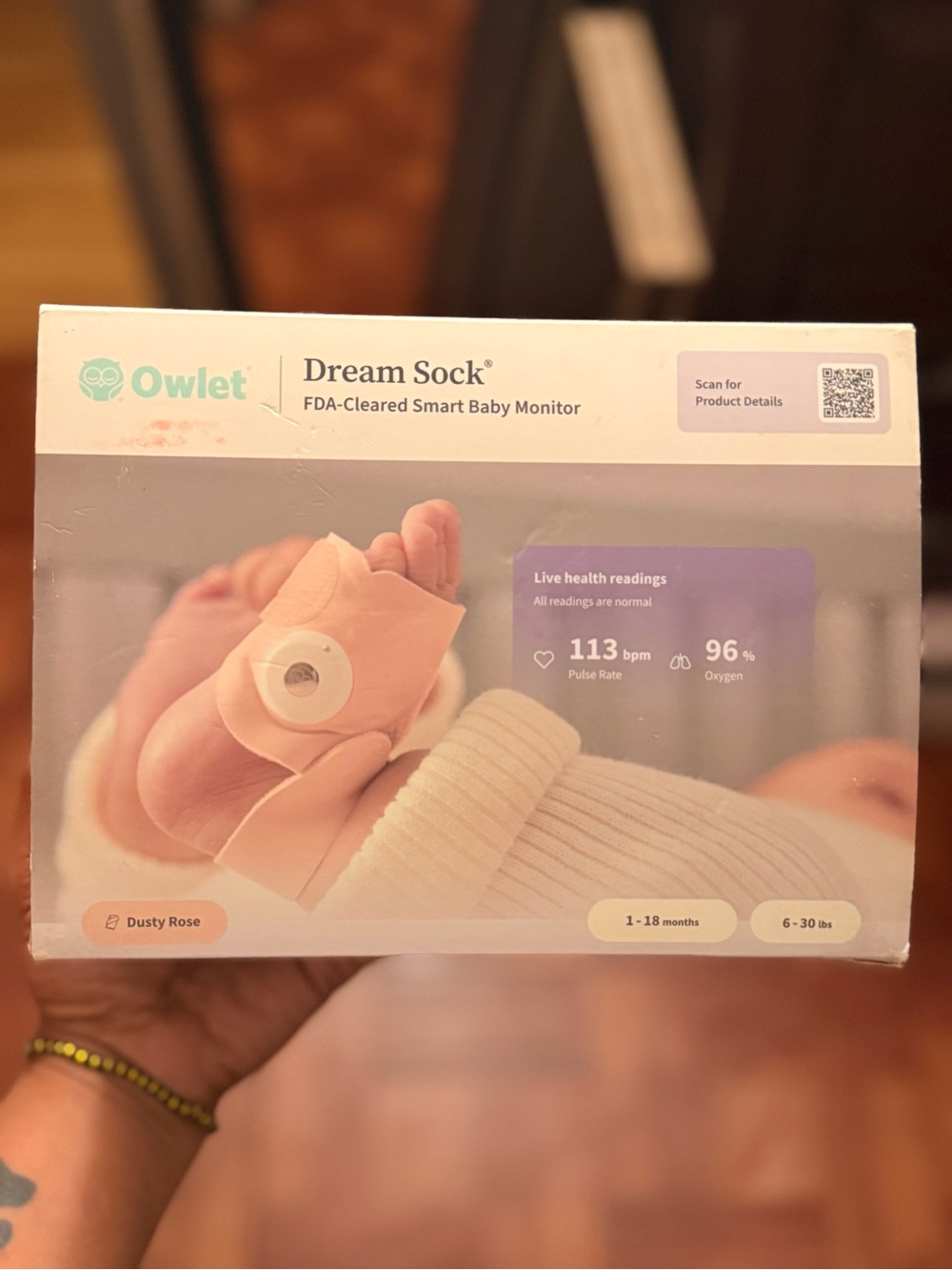 Dream Sock Smart Baby Monitor Sock - Dusty Rose